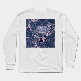 Pink and Navy Blue Colors Marble Long Sleeve T-Shirt